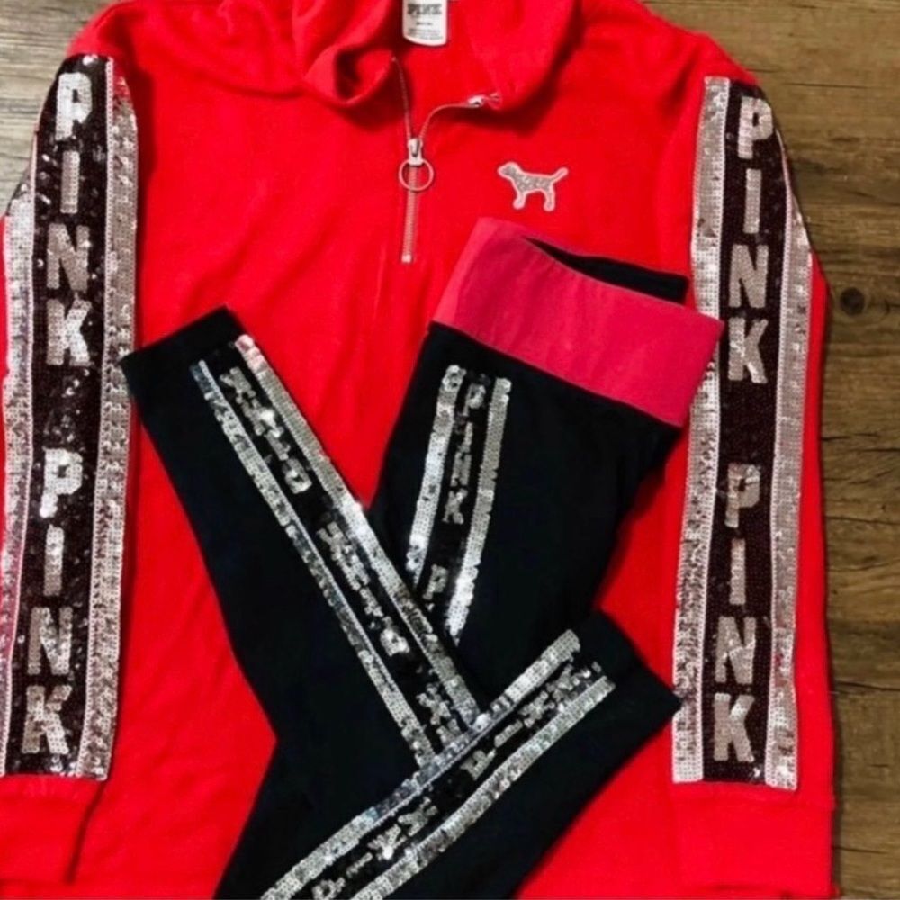 Victoria's Secret Pink Bling Red outfit set M